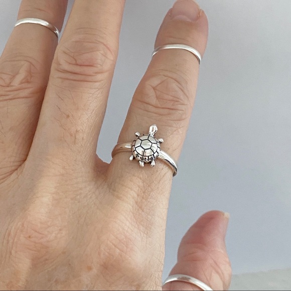 Sterling Silver Sea Turtle Ring, Silver Rings, Animal Ring, Beach, Ocean - Picture 10 of 12